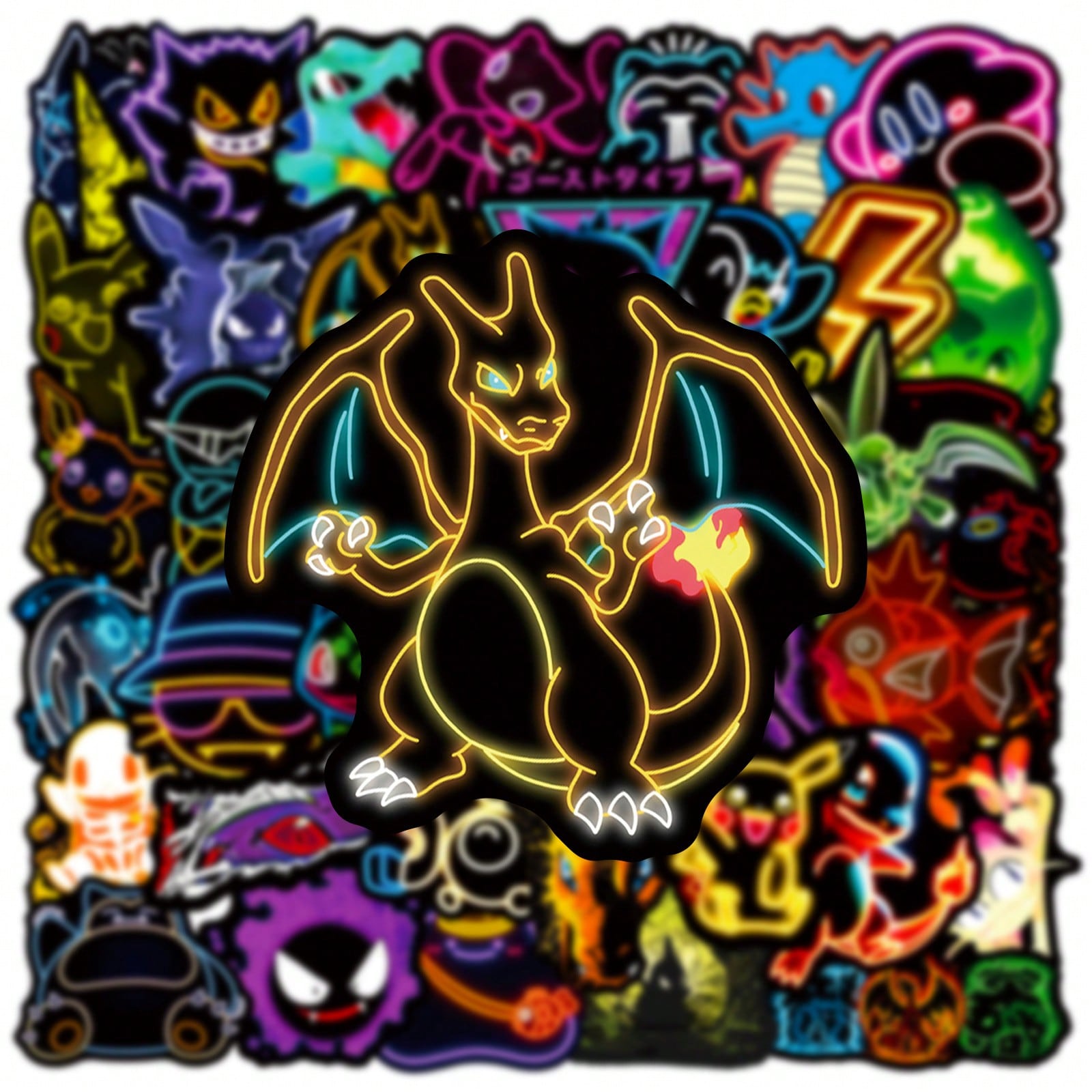 Laptop Accessories Kit - 60/100pcs Stiker Anime Pokemon Neon Light