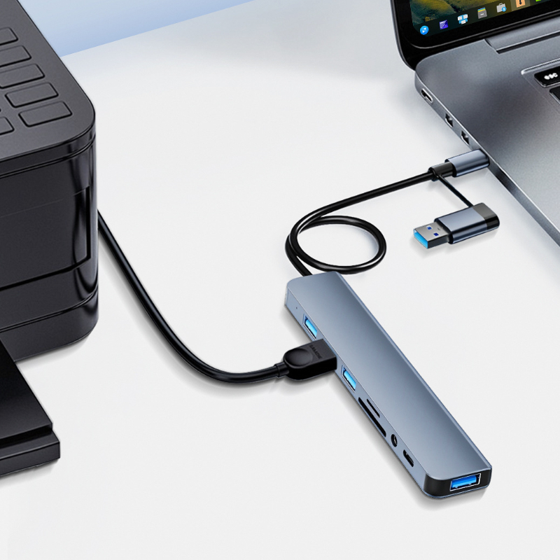8 in 2 Port USB C Splitter USB - Laptop Accessories Hub ulasan dan harga