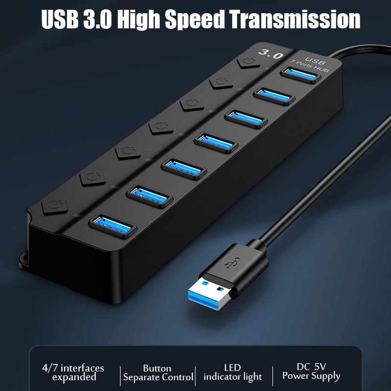 Adaptor Daya USB 3.0 4/7 Port, - Laptop Accessories Hub ulasan dan harga